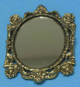 Dollhouse Miniature Mirror, Oval, Assorted Frames, Gold